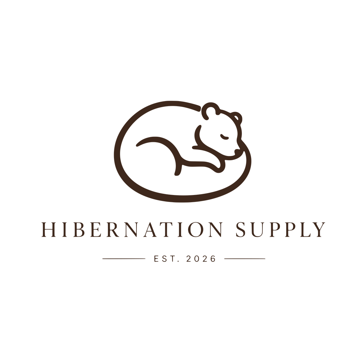 Hibernation Supply logo - curled sleeping bear